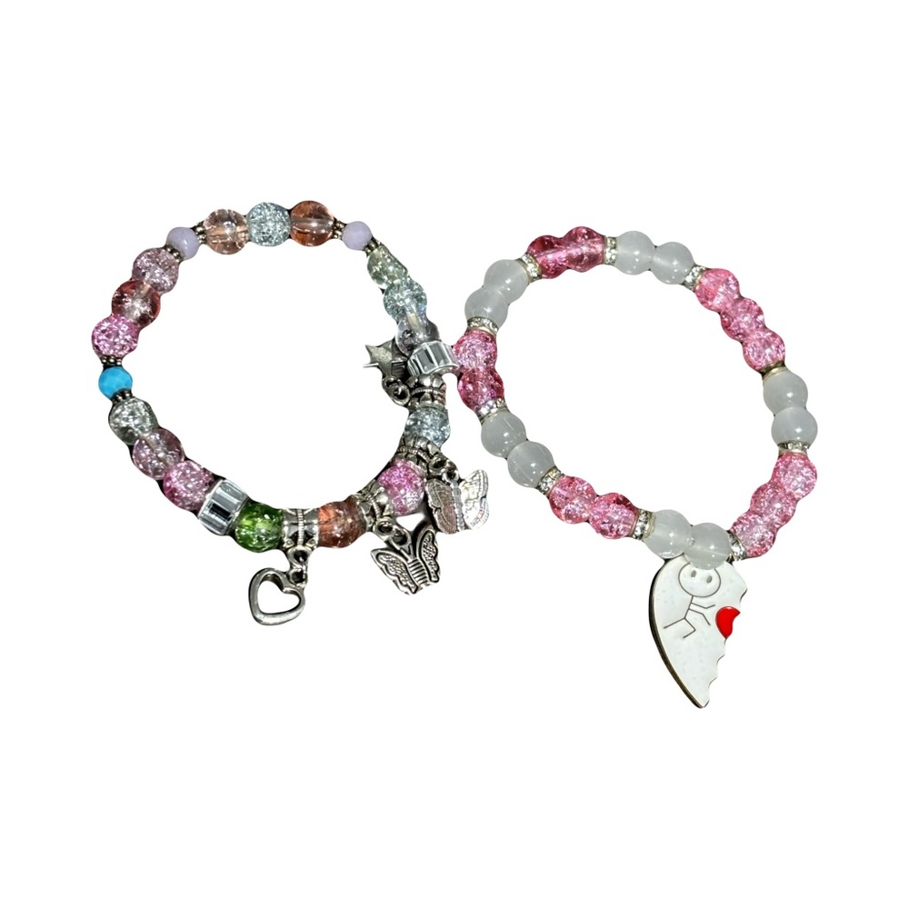 Pair Of Bracelets Made In Home By My Little Girl Perfect Gift - Picture 2 of 2